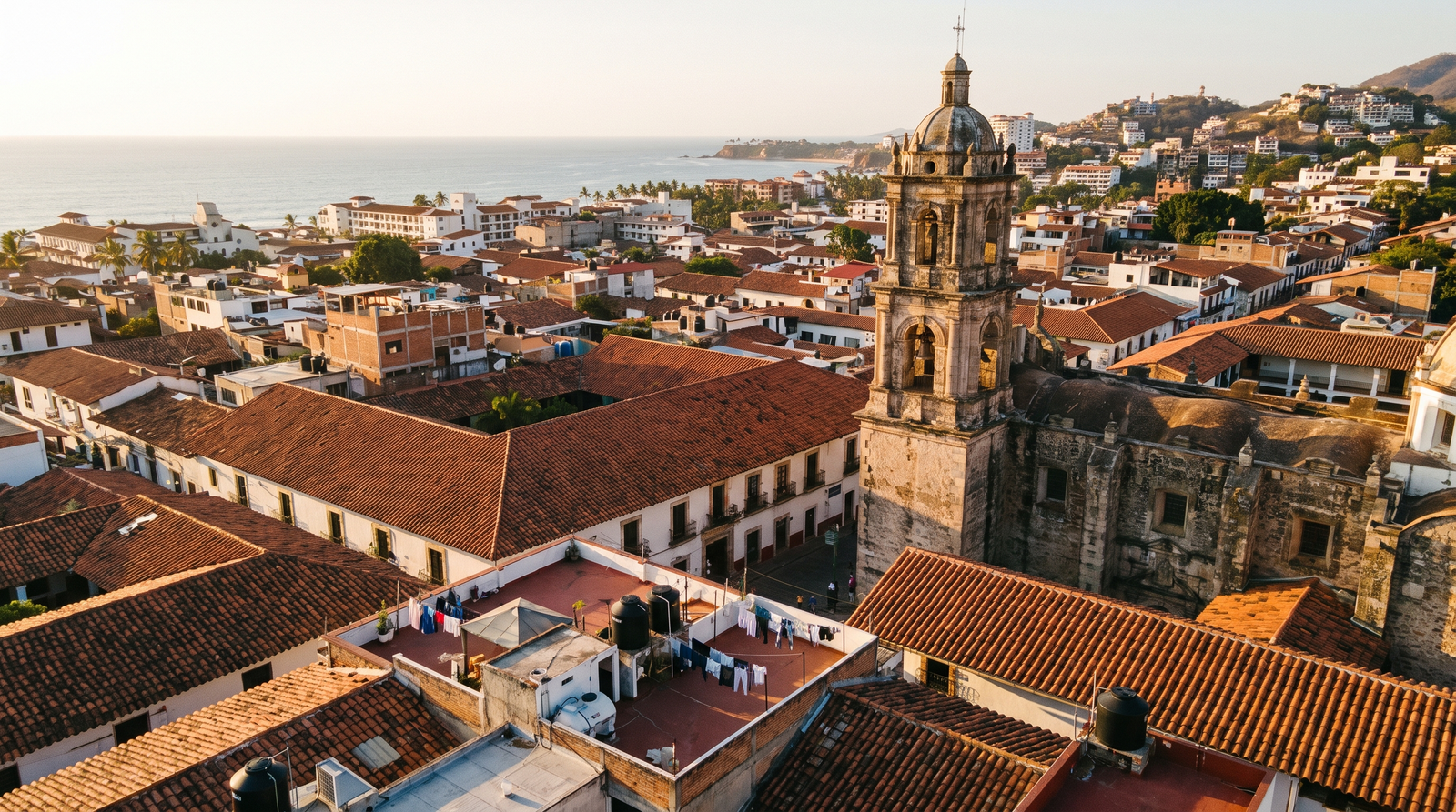 Morning light over downtown Puerto Vallarta near the Malecón